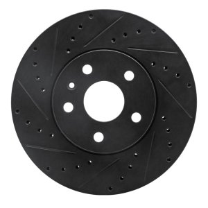 Cadillac CTS Brake Rotor (1) - Front Left - R1 Concepts - Drilled & Slotted - Black - `08-`14